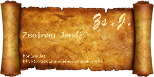 Zsolnay Jenő névjegykártya